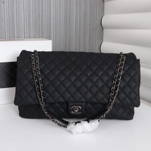 Ch*el travel flap bag black