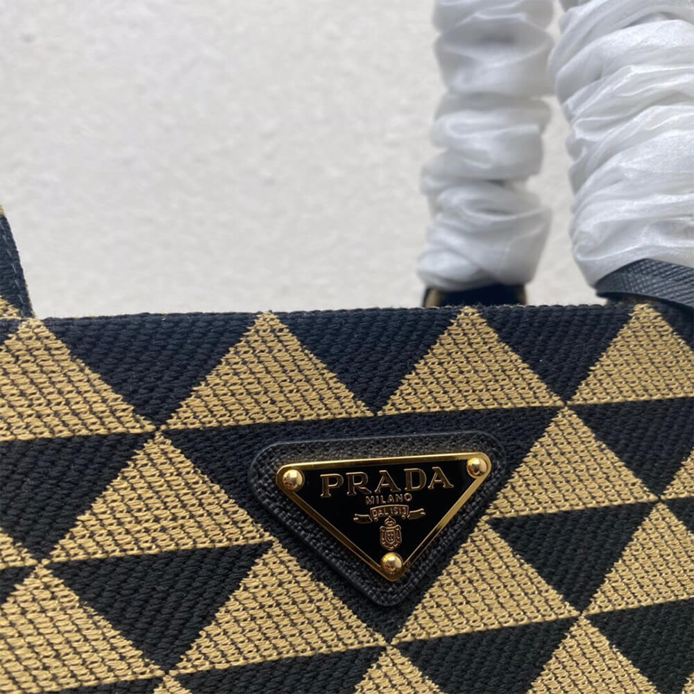 large Pra*a symbole jacquard fabric handbag